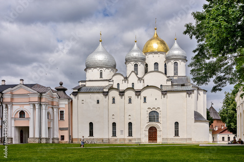 A view of the fragment of St. Sophia Cathedral in Veliky Novgorod, Russia