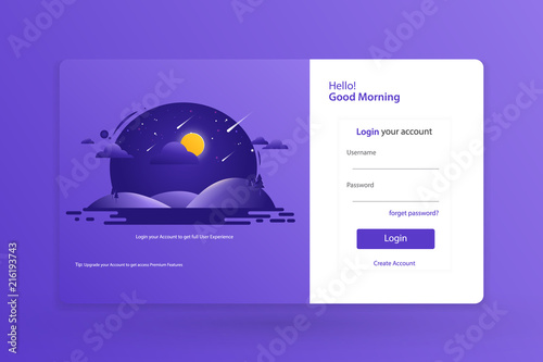 Login Form Landing Page Design Template Concept Vector Illustration