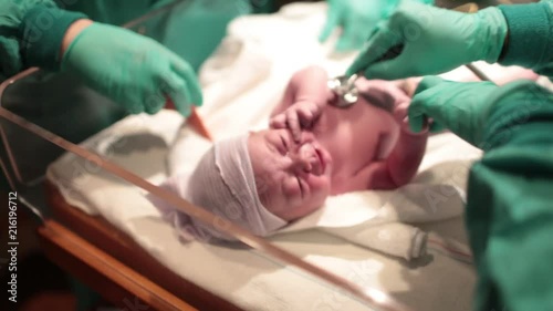 Newborn Baby in Hospital Moments After Being Born