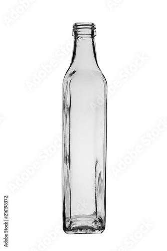 empty glass bottle for drinks without cover