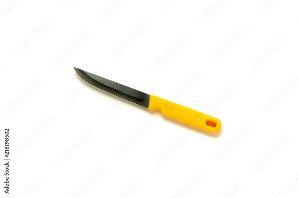 yellow kitchen knife isolated on white background. yellow kitchen knife isolated on white background.