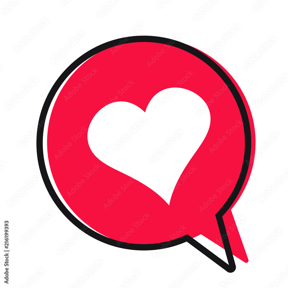 Heart in a speech bubble, vector love icon. Heart in a speech bubble, vector love icon.