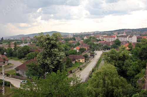 Hunedoara town seen from the Corvin Castele tower (Romania)