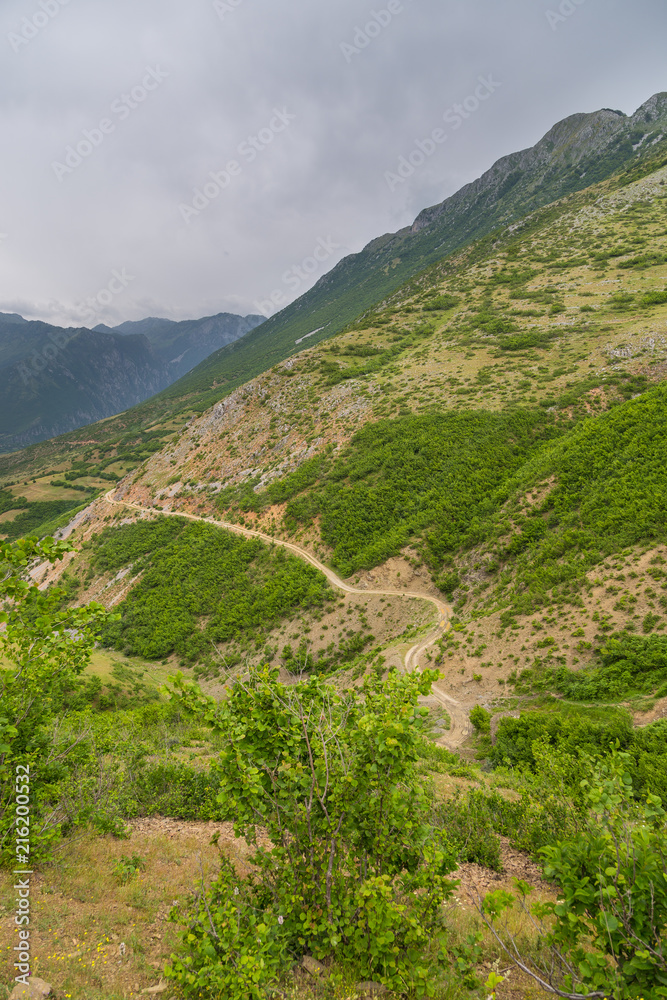 Fototapeta premium Scenic landscape view in Albanian mountain, Lure National Park.