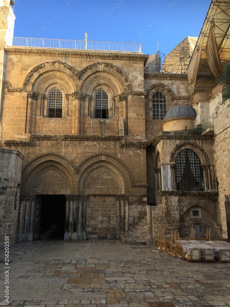 The entrance to the Church of the Holy Sepulchre. Israel, Jerusalem.