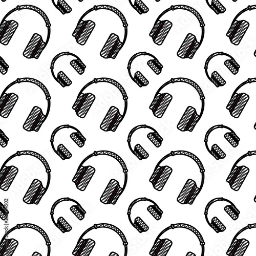 doodle music headphone object technology background