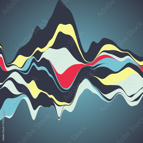 Big data visualization. Streamgraph. Futuristic infographic. Inf