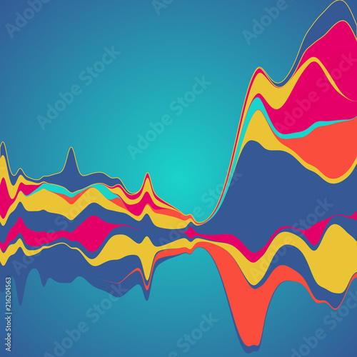 Big data visualization. Streamgraph. Futuristic infographic. Inf