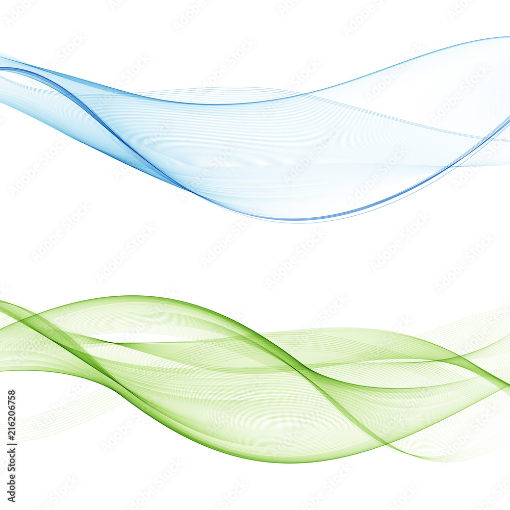 Obraz premium A set of waves blue green.