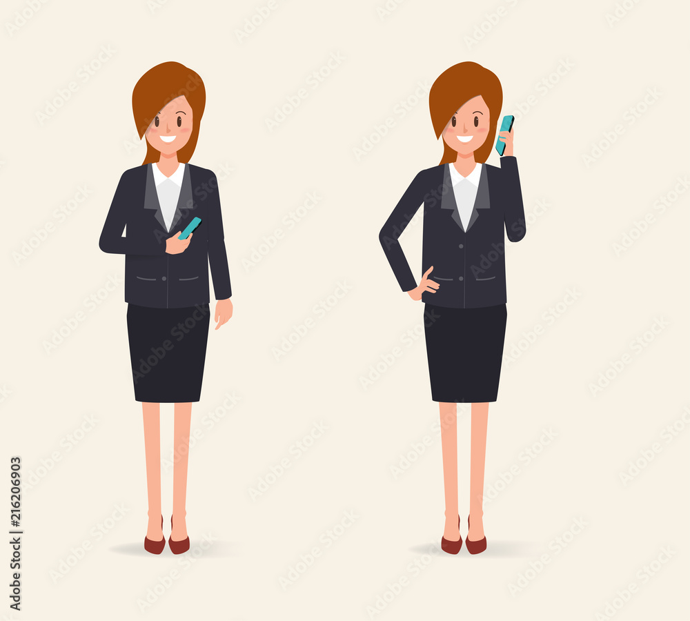 woman character to talking a mobile phone to communication. businesswoman cartoon design. woman character to talking a mobile phone to communication. businesswoman cartoon design.