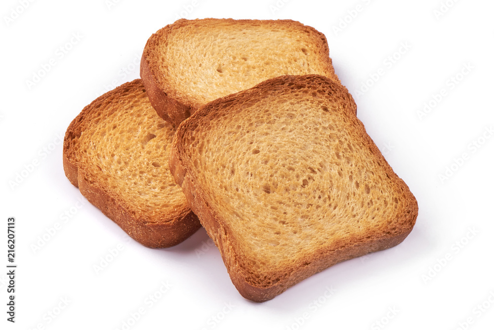 Roasted toast bread, isolated on white background.
