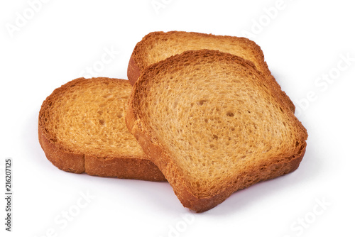 Roasted toast bread, isolated on white background.