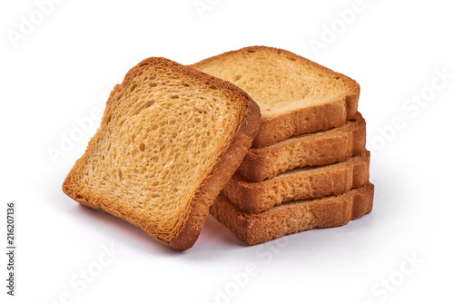 Roasted toast bread, isolated on white background.