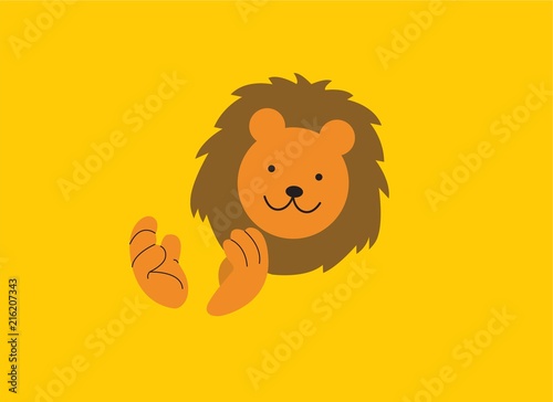 cute lion clap smile happy vector illustration