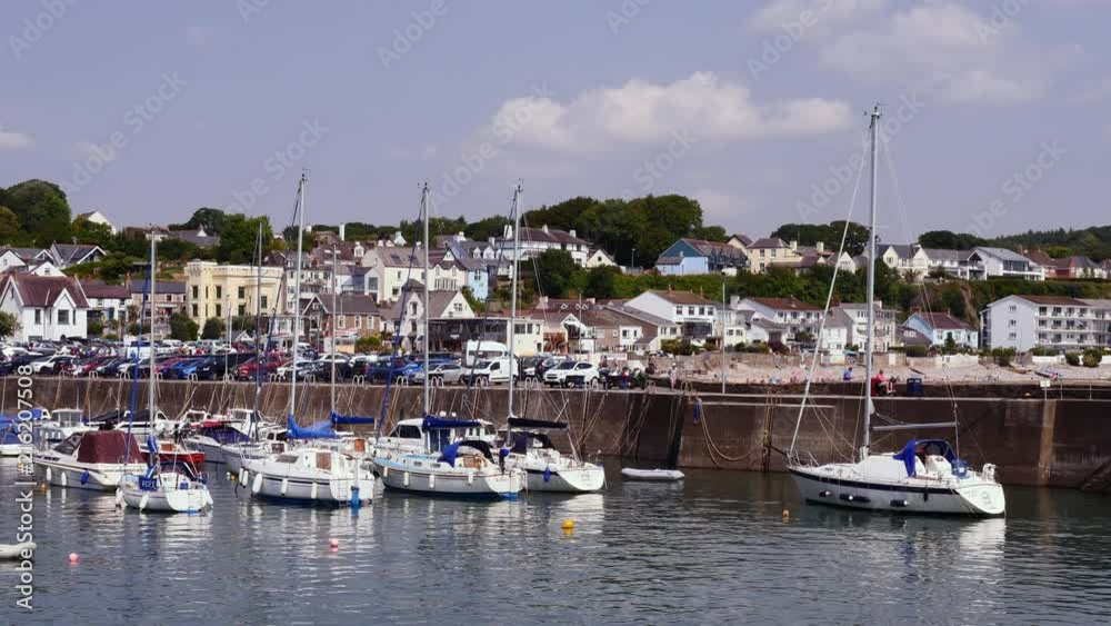 Yacts and sailing craft moored in Saundersfoot Harbour Pembrokeshire Wales Yacts and sailing craft moored in Saundersfoot Harbour Pembrokeshire Wales