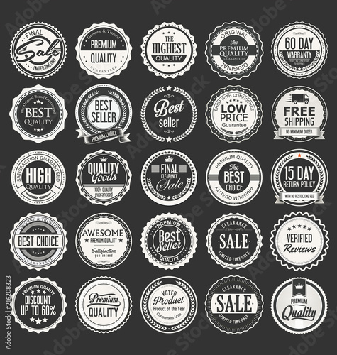Retro vintage badges and labels vector collection 