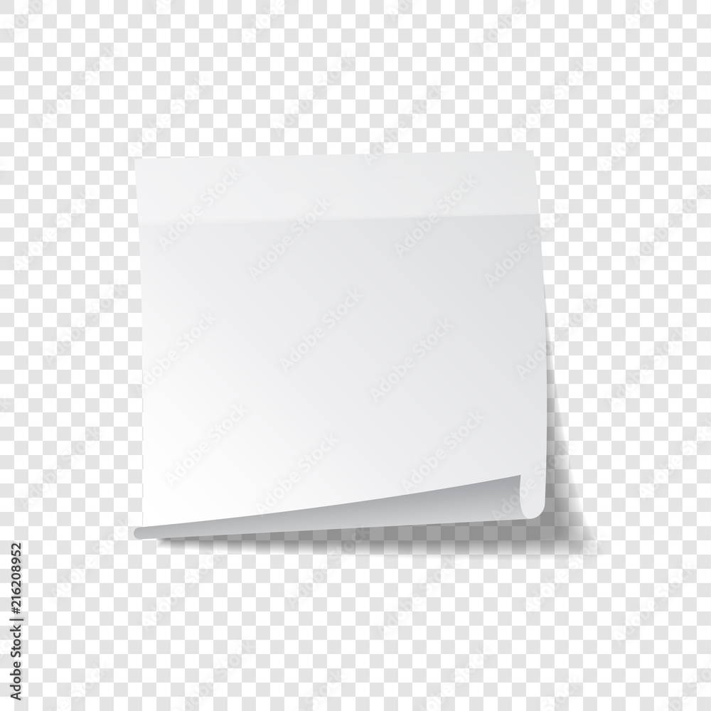 Sticky paper note with tape and shadow isolated on transparent background. Blank. Sticky paper note with tape and shadow isolated on transparent background. Blank.