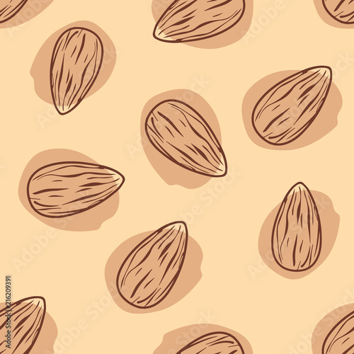 Foto Almond hand drawn seamless pattern.