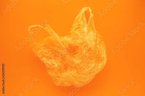 Orange plastic bag