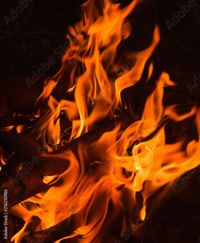 close up flame of a bonfire