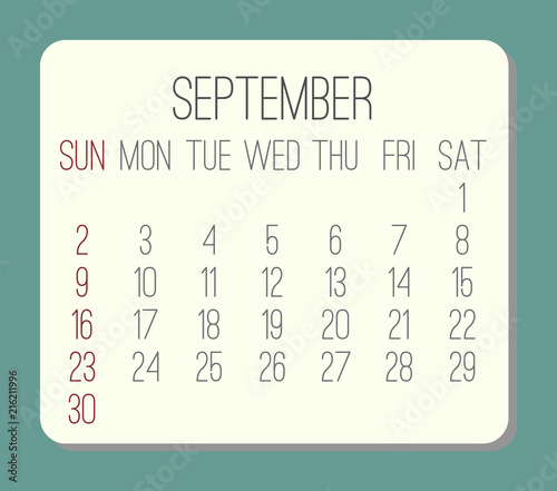 September 2018 calendar
