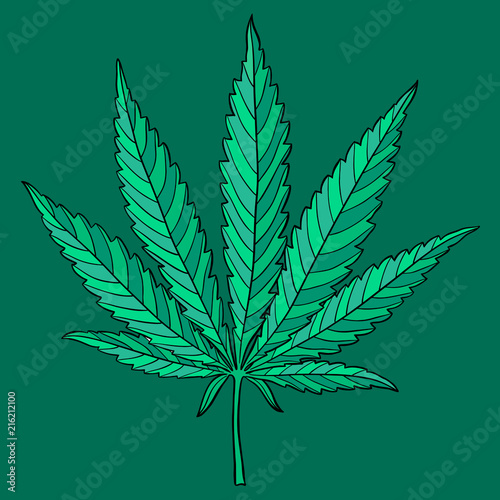 Hand drawn marijuana leaf