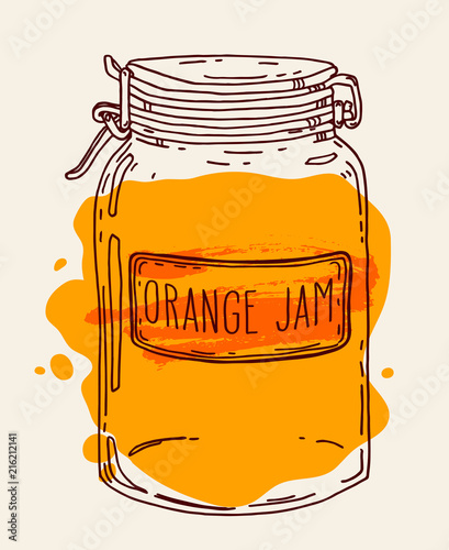 Hand drawn orange jam jar