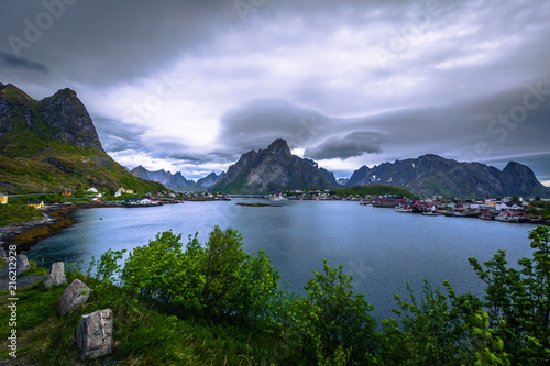 Panoramic view of the town of Reine in the Lofoten Islands, Norway