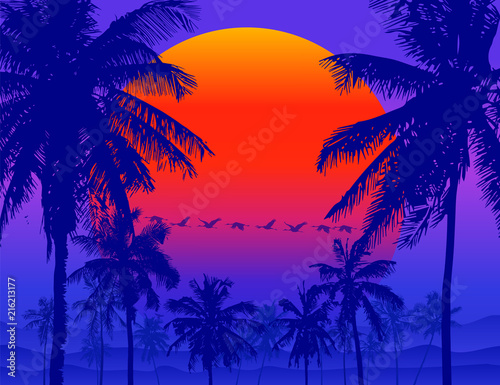 Fototapeta Naklejka Na Ścianę i Meble -  vectot Tropical sunrise