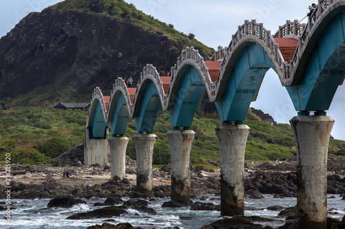 Taitung, Taiwan - Three Saints Island Pedestrian Bridge, Pacific Coast. Seascape Background Image photo