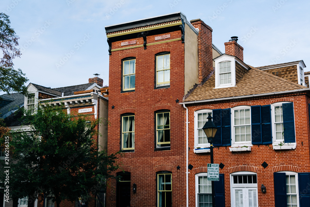 Historic brick row houses in Fells Point, Baltimore, Maryland