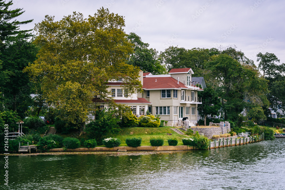 House along Deal Lake, in Asbury Park, New Jersey.