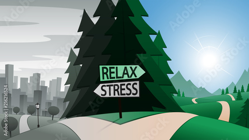 Road Junction and Relax or Stress Indication Signs
