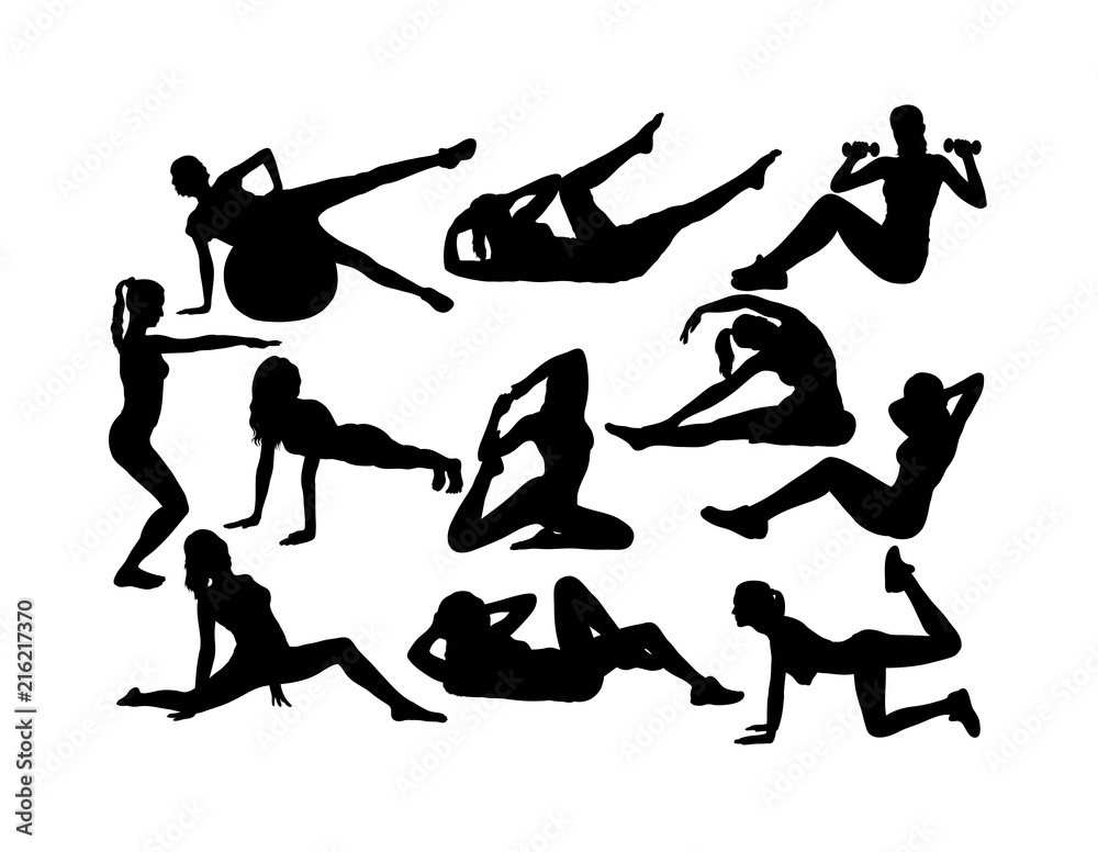 Exercises and Fitness Silhouettes, art vector design