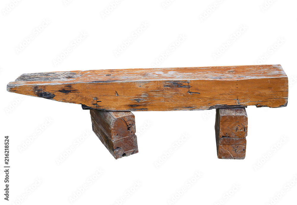 Ancient rural bench from logs. (clipping path) Ancient rural bench from logs. (clipping path)