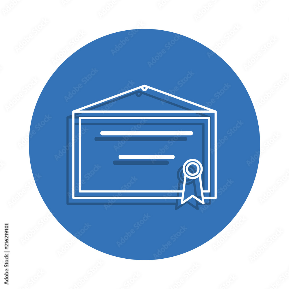 Certificate on whe wall badge icon. Element of education for mobile concept and web apps icon. Thin line icon with shadow in badge for website design and development Certificate on whe wall badge icon. Element of education for mobile concept and web apps icon. Thin line icon with shadow in badge for website design and development