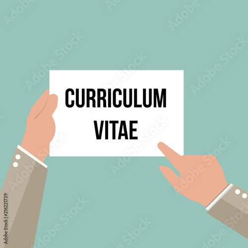 Man showing paper CURRICULUM VITAE text