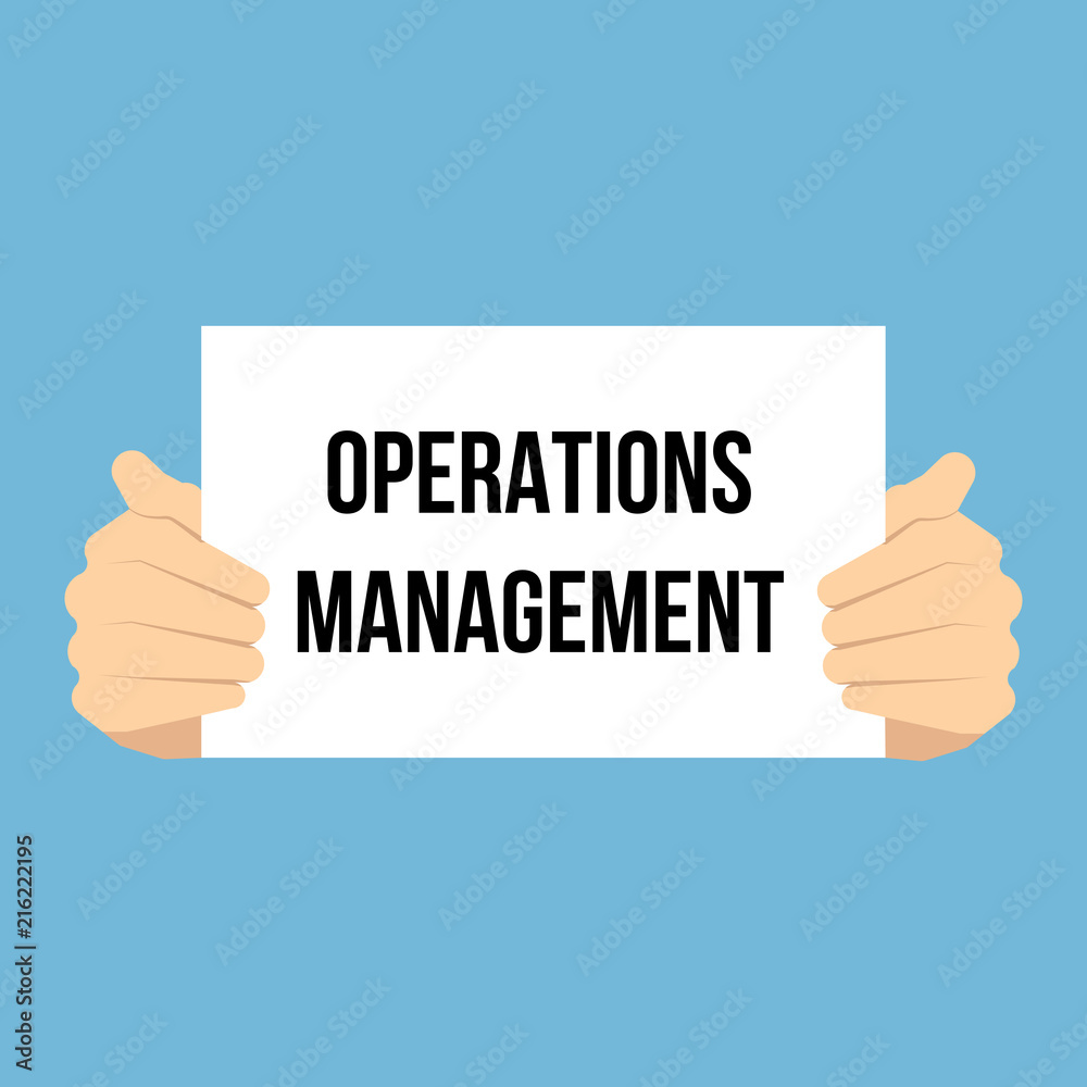 Man showing paper OPERATIONS MANAGEMENT text Man showing paper OPERATIONS MANAGEMENT text