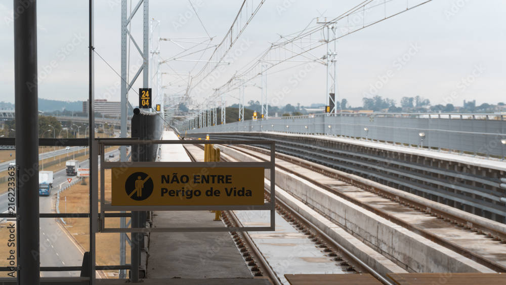 Brazilian railway of surface train at a cloudy day in Sao Paulo Brazilian railway of surface train at a cloudy day in Sao Paulo