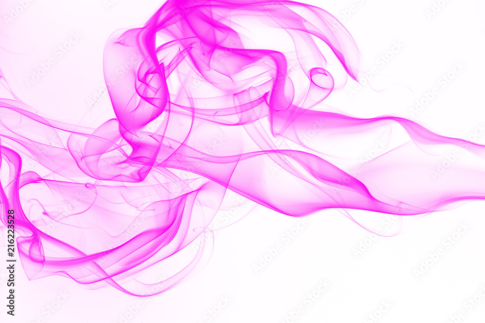 Movement of pink smoke abstract on white background