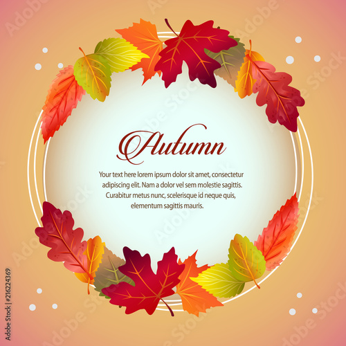 autumn card round text forest leaves