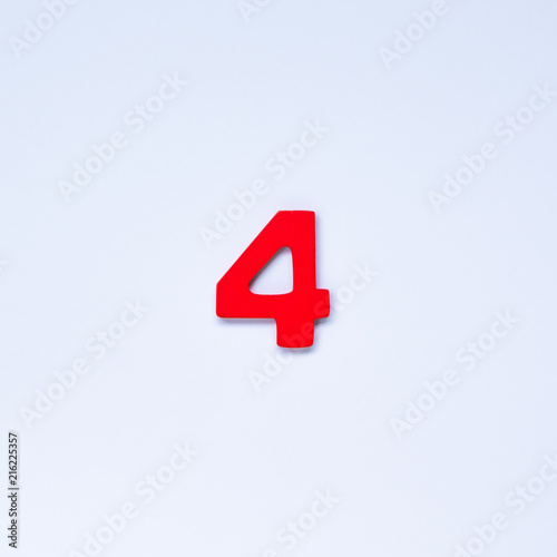 Free Download Wooden number 4 with red color on white background. - GFXLoad