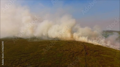 Drone reveal of wild fire on Glenshane Pass N. Ireland on hottest day photo