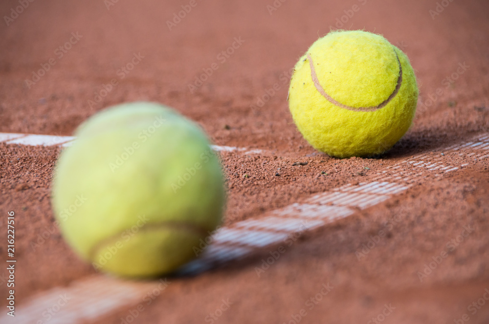 Close up of two tennis balls