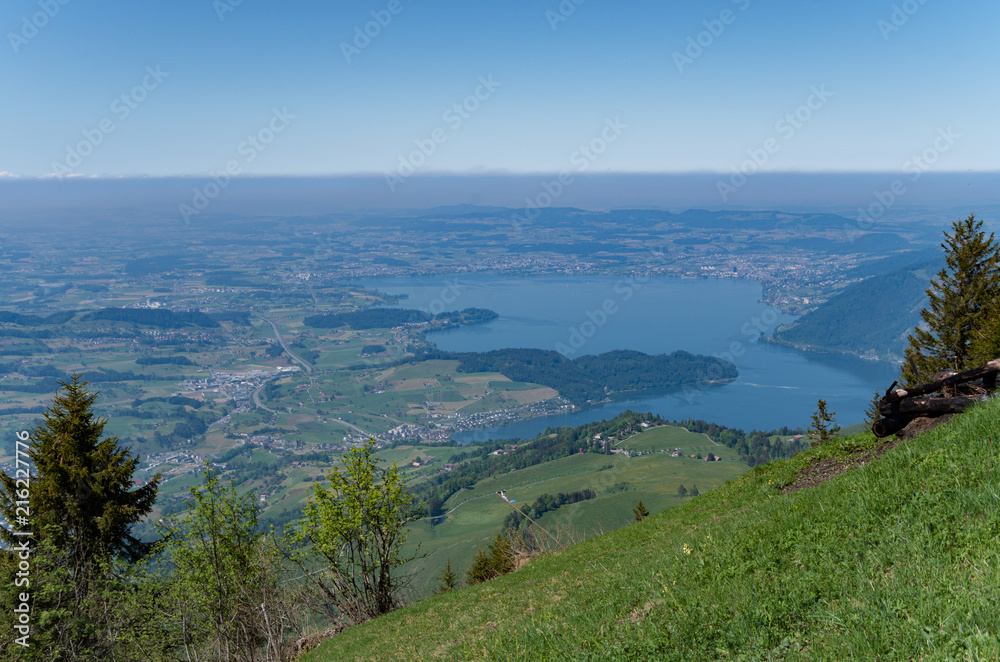 Zugersee, risch-rotkreuz, cham and other surrounding towns as seen from mount rigi