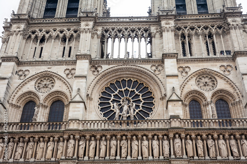 Cathedral of Our Lady of Paris in a freezing winter day just before spring