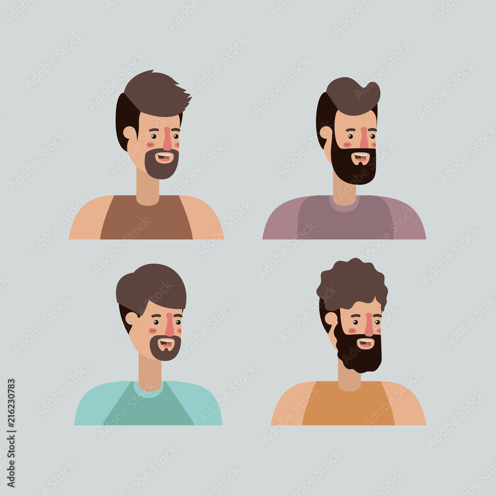 group of men with diferents styles characters