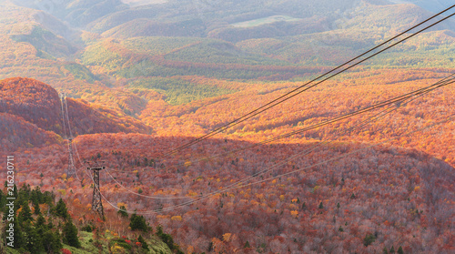 Hakkoda mountain and ropeway in beautiful autumn season, Aomori, Japan.