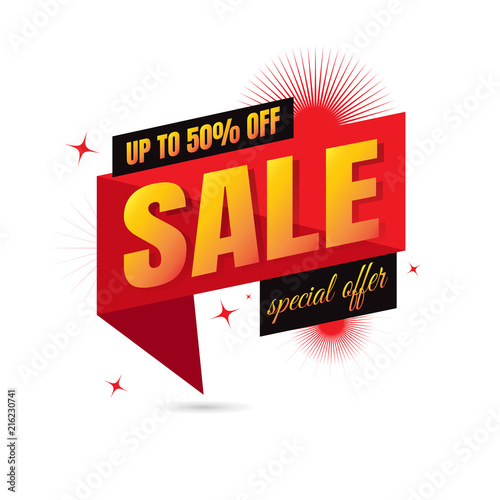 Sale off discount text 50%. vector. on white background. banner. marketing. Business