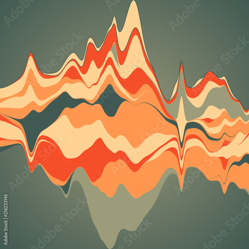 Big data visualization. Streamgraph. Futuristic infographic. Inf